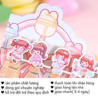 Kẹp Ảnh Gỗ Trang Trí Để Bàn Đồ Dùng Decor Phòng Ngủ Bàn Học Set 10 Cái Kèm Dây Cute Timo DDK26