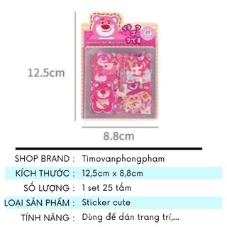 Sticker Cinnamoroll Gấu Dâu Kuromi Melody Set 25 Tấm Cute Decor Bình Nước Trang Trí Toploader Timo ST01