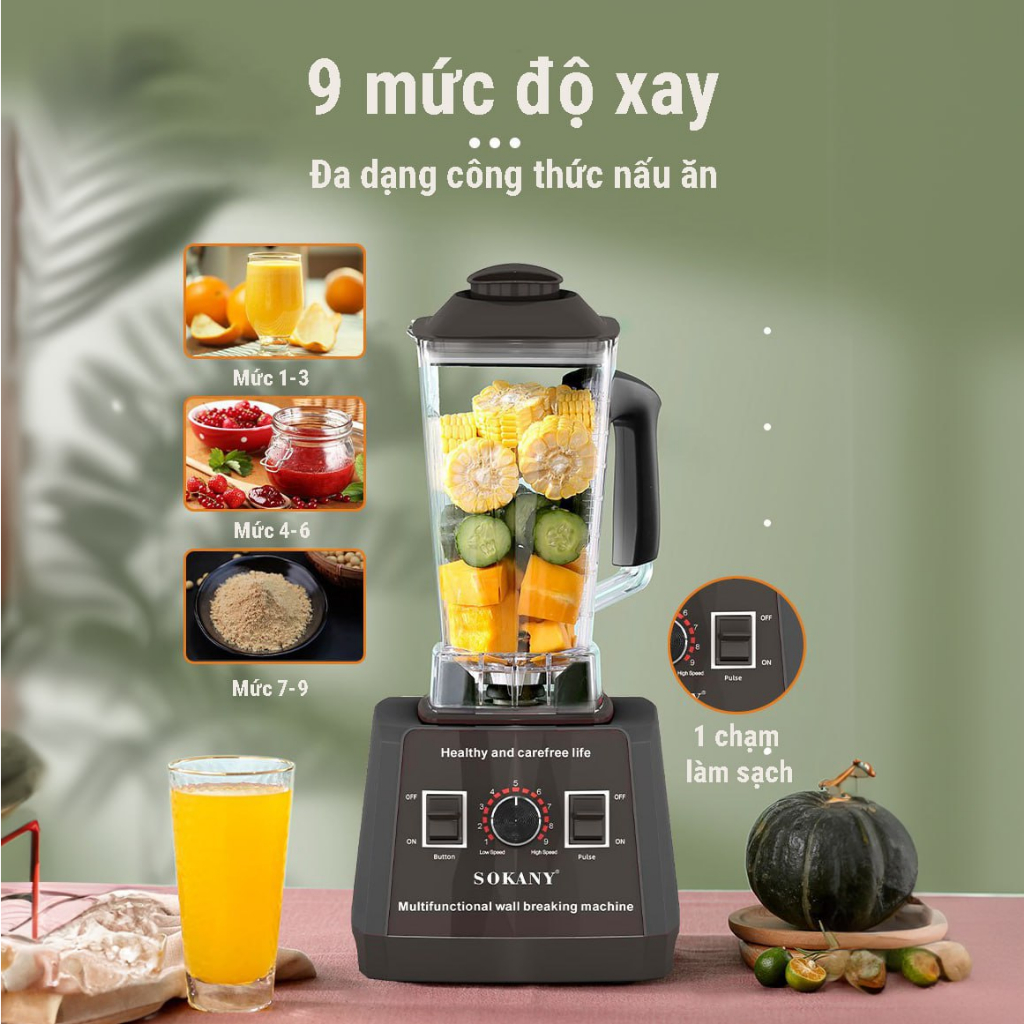Ảnh Máy xay sinh tố công nghiệp đa năng công suất cao 5000W SOKANY SK-666 dung tích lớn xay cực nhuyễn 3
