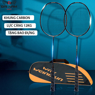 Bộ 2 Vợt Cầu Lông Khung Carbon 710 Căng Sẵn 9kg Căng Max 11kg Đại Nam Sport + Tặng Túi Và 2 Quấn Cán