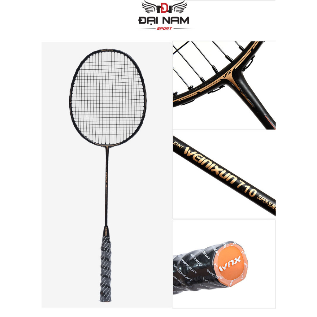 Ảnh Bộ 2 Vợt Cầu Lông Khung Carbon 710 Căng 11kg (24LBS) Đại Nam Sport + Tặng Túi Đựng Và 2 Quấn Cán 4