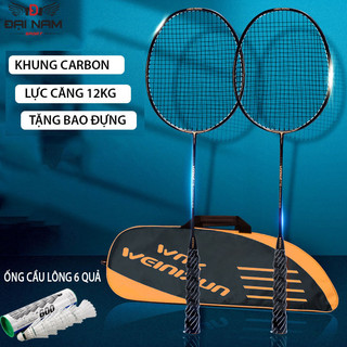 Bộ 2 Vợt Cầu Lông Khung Carbon 710 Căng Sẵn 9kg Căng Max 11kg Đại Nam Sport + Tặng Túi Và 2 Quấn Cán