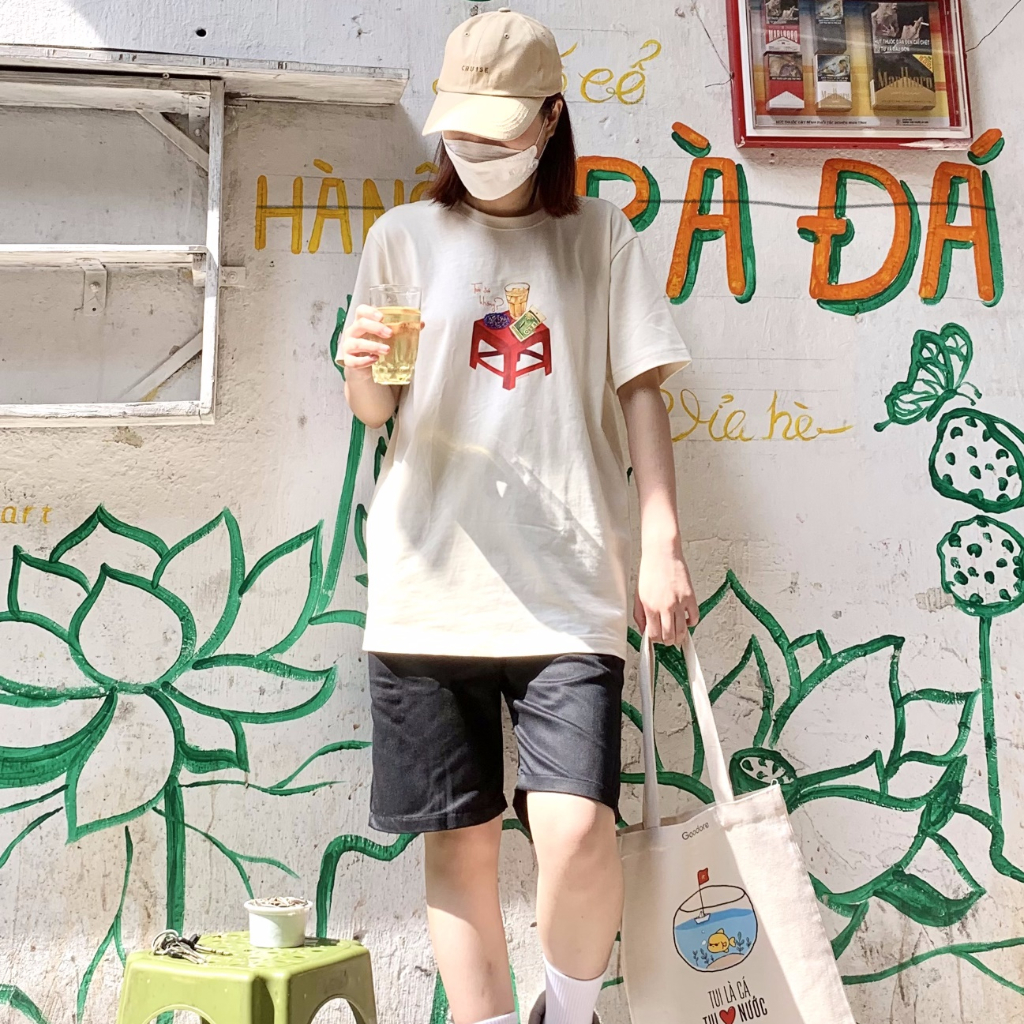 Áo thun Oversize cotton unisex nam nữ Goodore Trà đá thoáng mát năng động thiết kế độc đáo