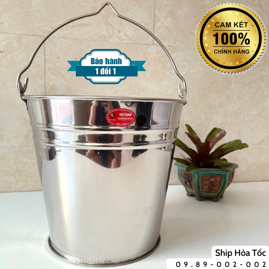 [Bảo hành 1 đổi 1] Xô Inox 430 Đựng Nước, Đựng Đá Đủ Size 2, 3, 5, 12 ...