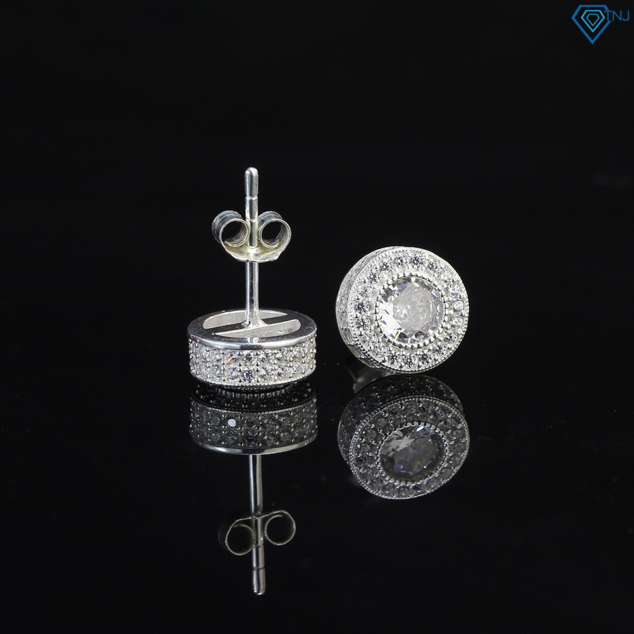 Khuyên tai bạc 925 nam nụ tròn 1cm đính đá cá tính phong cách Hiphop BTA0070 - Trang Sức TNJ | Shopee Việt Nam