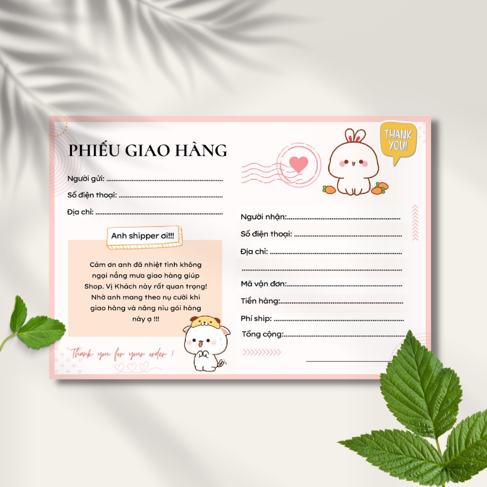 [PHIẾU GIAO HÀNG] siêu xinh nhiều màu sắc - phiếu ship hàng nhiều mẫu hot 10.5 x 14.5 cm