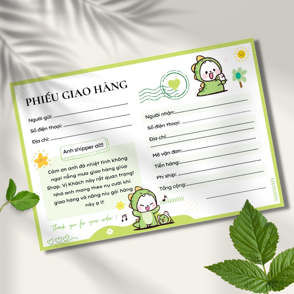 [PHIẾU GIAO HÀNG] siêu xinh nhiều màu sắc - phiếu ship hàng nhiều mẫu hot 10.5 x 14.5 cm
