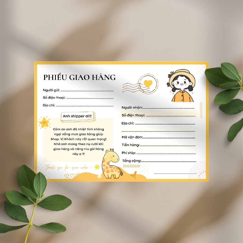 [PHIẾU GIAO HÀNG] siêu xinh nhiều màu sắc - phiếu ship hàng nhiều mẫu hot 10.5 x 14.5 cm