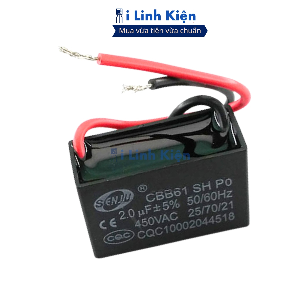 Tụ quạt điện, tụ quạt senko 450V 2uF dây CBB61 senju chất lượng cao ilinhkien.