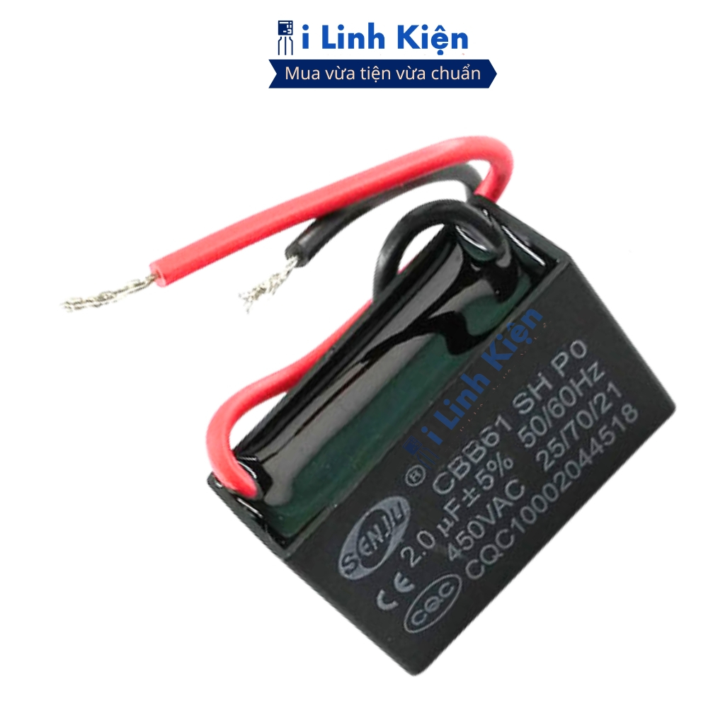 Tụ quạt điện, tụ quạt senko 450V 2uF dây CBB61 senju chất lượng cao ilinhkien.