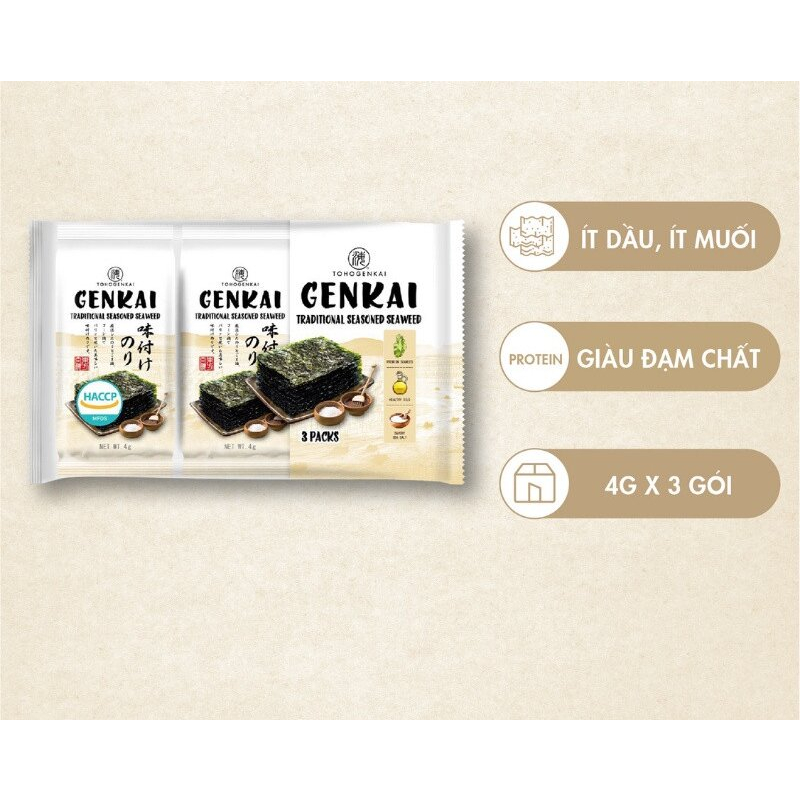 Rong Biển Ăn Liền GENKAI Lá Xanh / Truyền thống 12g (4g X 3 gói ...