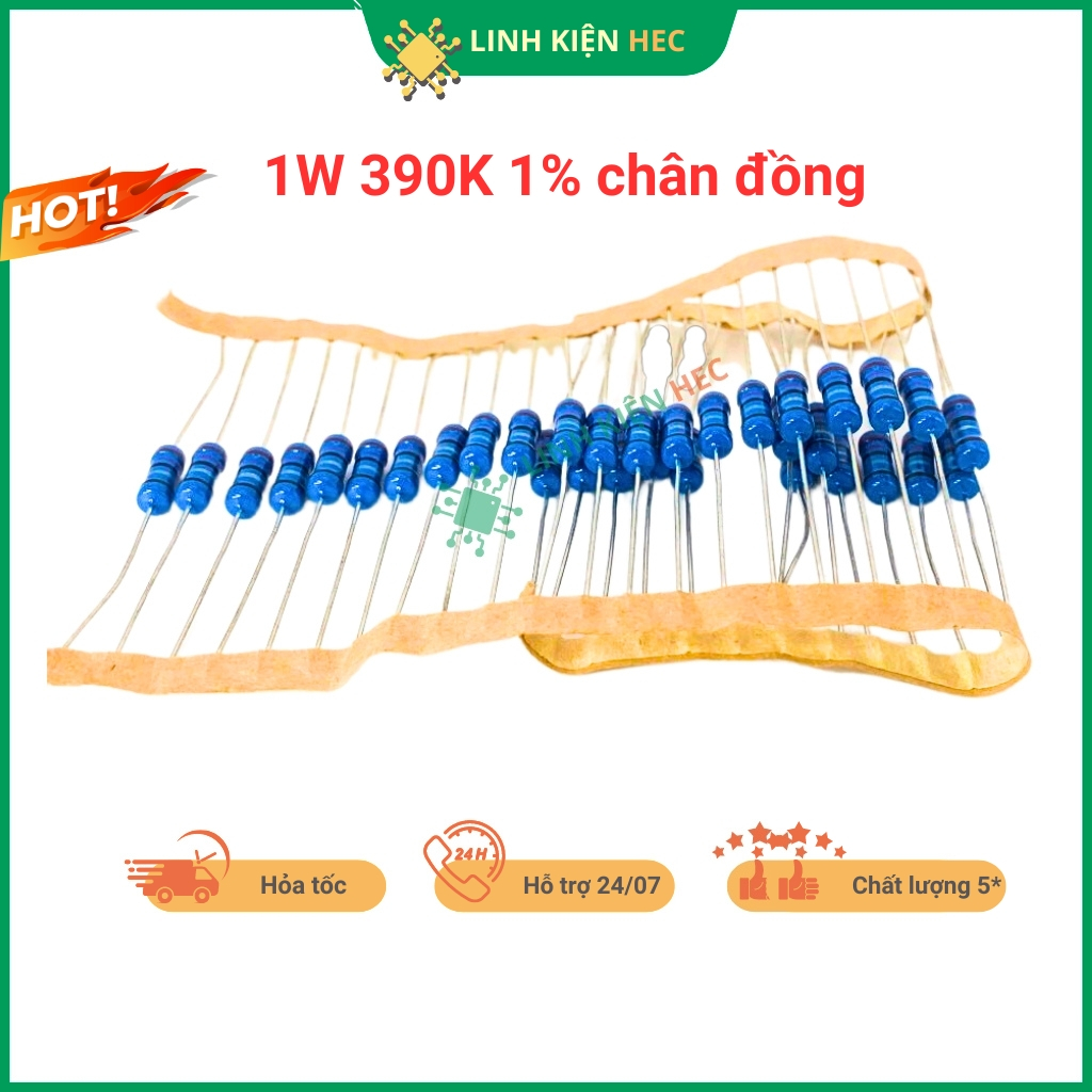 Điện trở vạch 1W 390K 1% chân đồng chính hãng combo 10 con linhkienhec ...