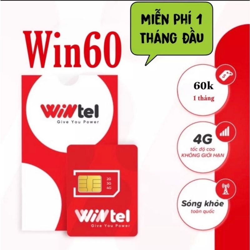 Sim 4g Wintel Win60 Miễn Phí Tháng đầu Data Tốc độ Cao 4g Không Giới Hạn Shopee Việt Nam 