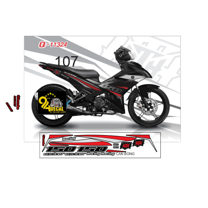 tem rời exciter 150 cao cấp đa dạng màu sắc