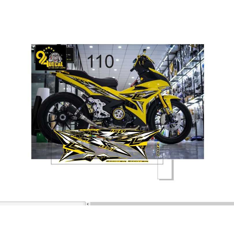 tem rời exciter 150 cao cấp đa dạng màu sắc