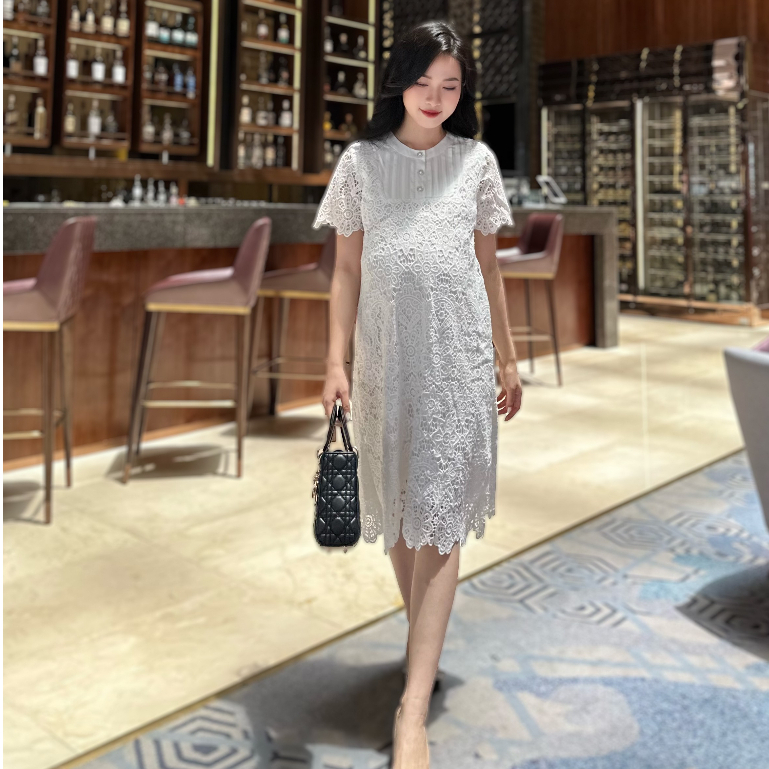 MEDYLA – Váy bầu mùa hè thiết kế tơ lót lụa đầm bầu thiết kế cho bầu mặc đi làm dự tiệc – VTX1452 spe