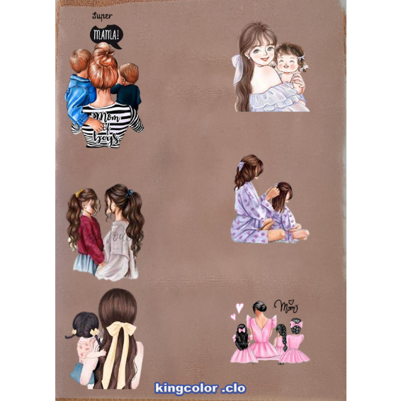 HÌNH ỦI ÉP NHIỆT-Sticker -HÌNH in ủi áo trực TIẾP BẰNG  bàn là ủi Hình MẸ VÀ CON GAI- hình in đẹp sắc nét-THEO YÊU CẦU