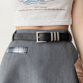 Thắt lưng da nam nữ Broobelt bản kim 3 đai ngang, dây nịt unisex style Hàn Quốc bản nhỏ 2.3cm TL48
