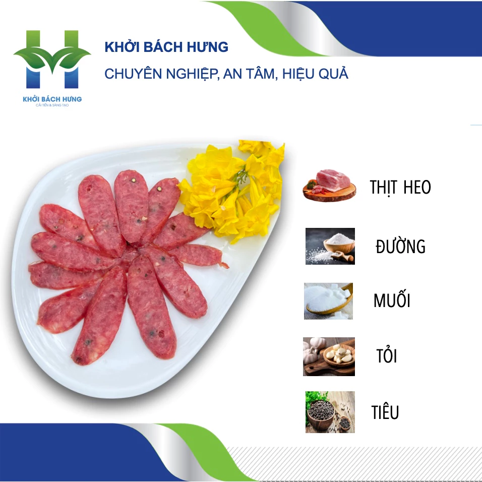 1KG Lạp xưởng heo cao cấp - sấy dẻo truyền thống ( Tặng gói 2 vị lạp tôm và lạp heo khô) Khởi Bách H