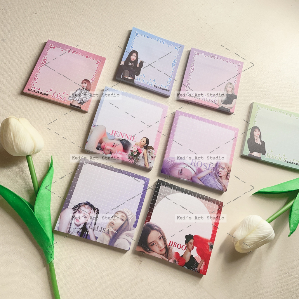 Xấp 50tờ giấy note ghi chú blackpink the game, jennie solo, jisoo flower, lisa lalisa, rosé gone on the ground
