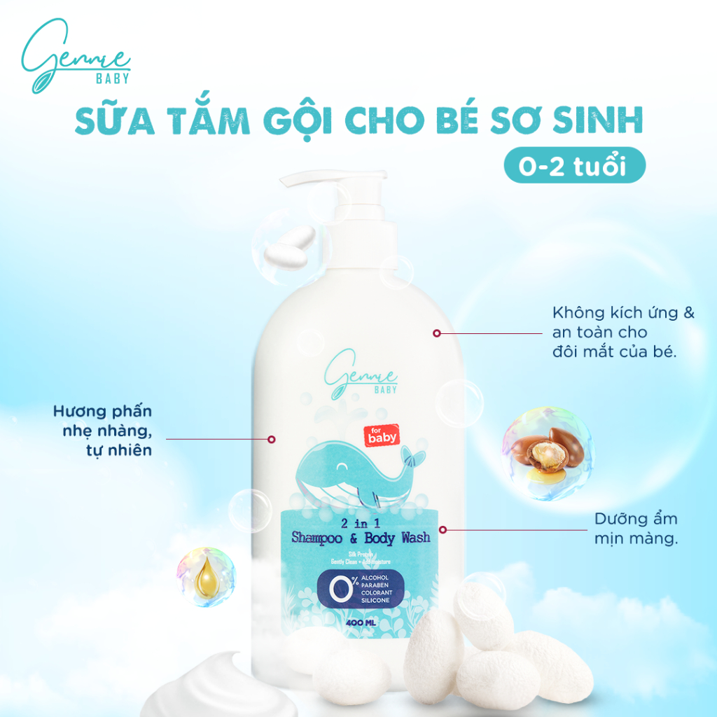 Ảnh Sữa tắm gội 2 trong 1 Gennie Baby 400ml chính hãng 1