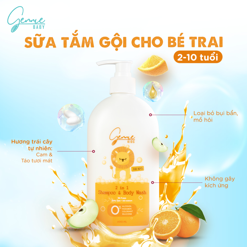 Ảnh Sữa tắm gội 2 trong 1 Gennie Baby 400ml chính hãng 2