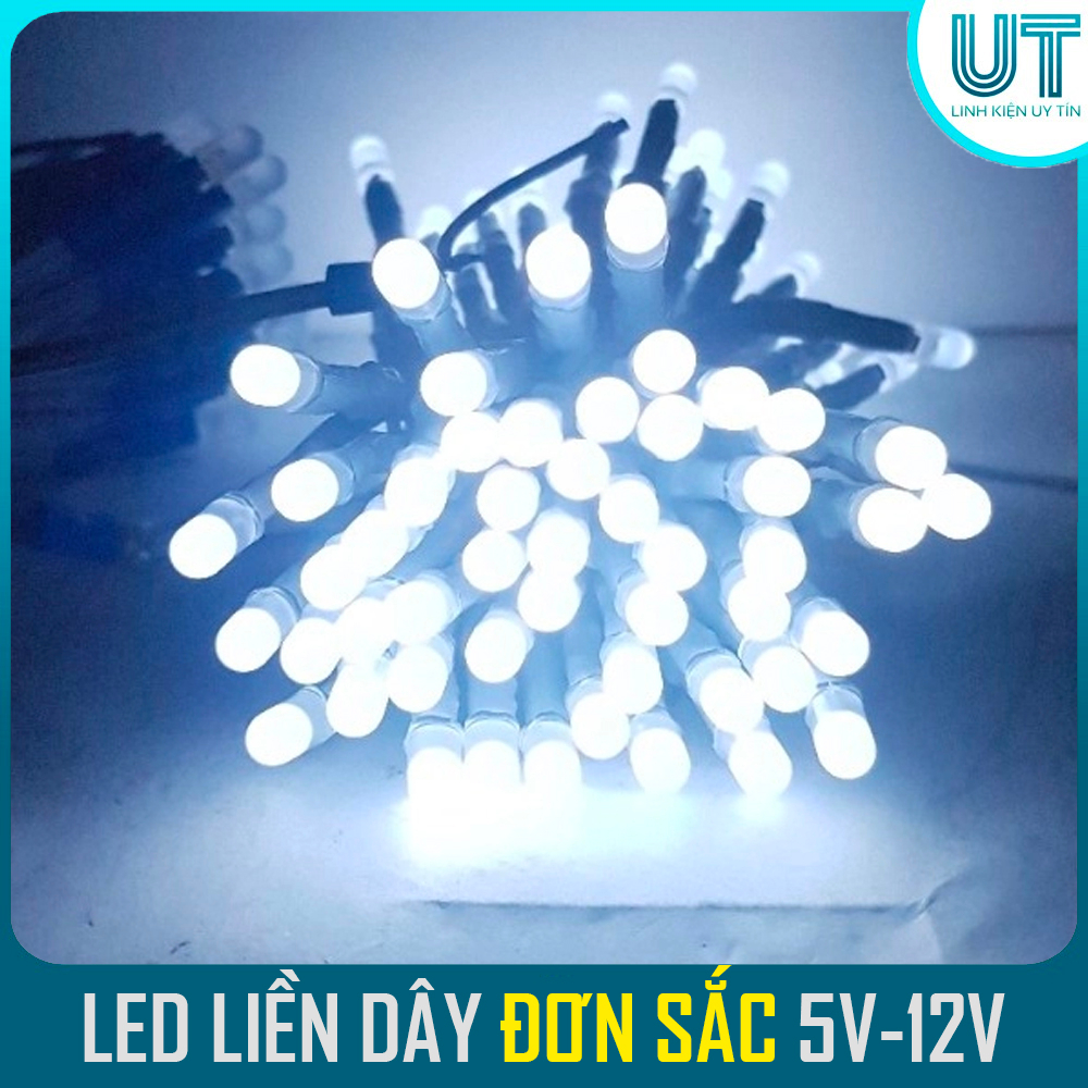 LED liền dây đơn sắc đủ màu 5V - 12V 100 bóng/ 1 cuộn - LED ruồi chuyên ...