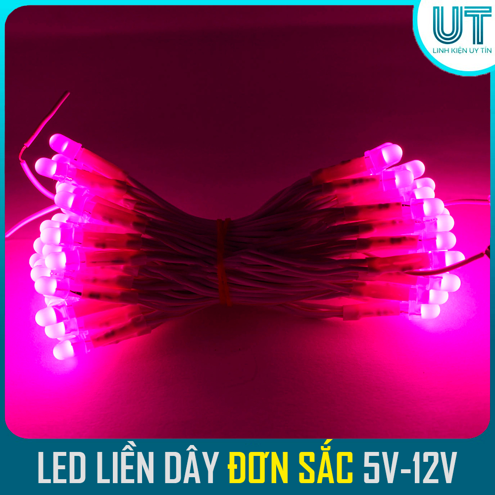 LED liền dây đơn sắc đủ màu 5V - 12V 100 bóng/ 1 cuộn - LED ruồi chuyên ...