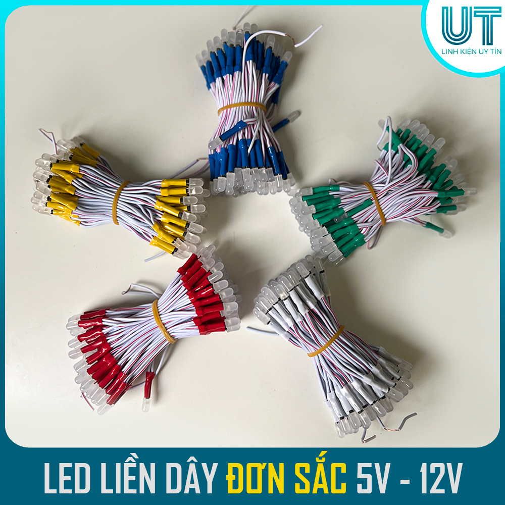 LED liền dây đơn sắc đủ màu 5V - 12V 100 bóng/ 1 cuộn - LED ruồi chuyên ...