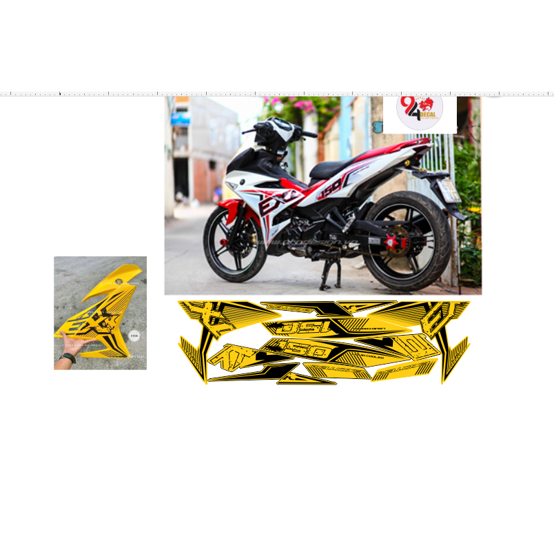 tem rời exciter 150 cao cấp đa dạng màu sắc