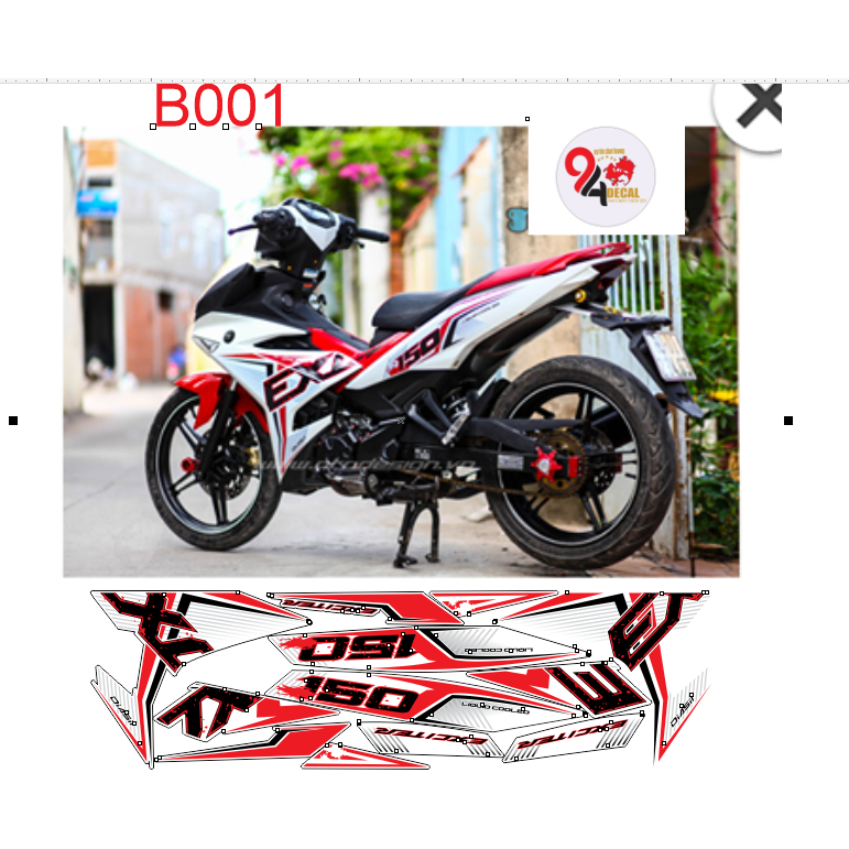 tem rời exciter 150 cao cấp đa dạng màu sắc