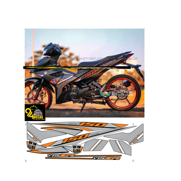 tem rời exciter 150 mẫu y15zr cao cấp đạng màu sắc