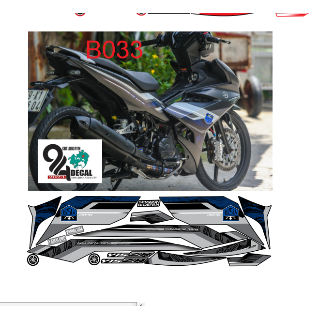 tem rời exciter 150 mẫu y15zr cao cấp đa dạng màu sắc