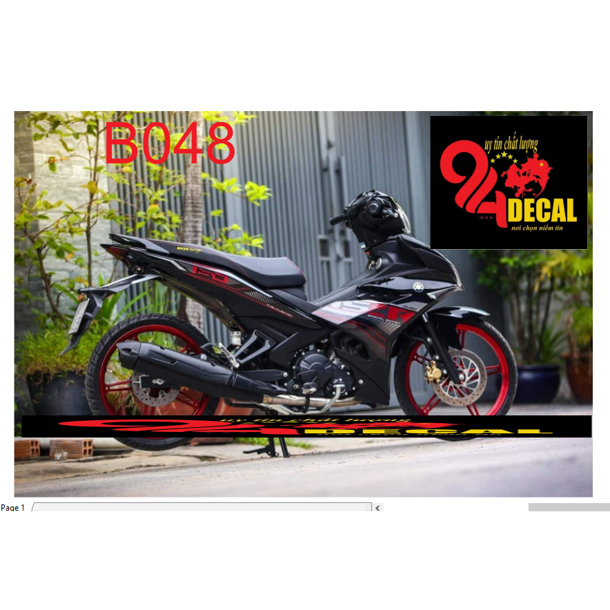 tem rời exciter 150 cao cấp đa dạng màu sắc