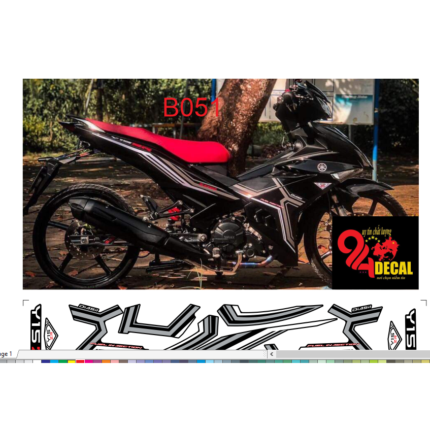 tem rời exciter 150 mẫu y15zr cao cấp đa dạng màu sắc