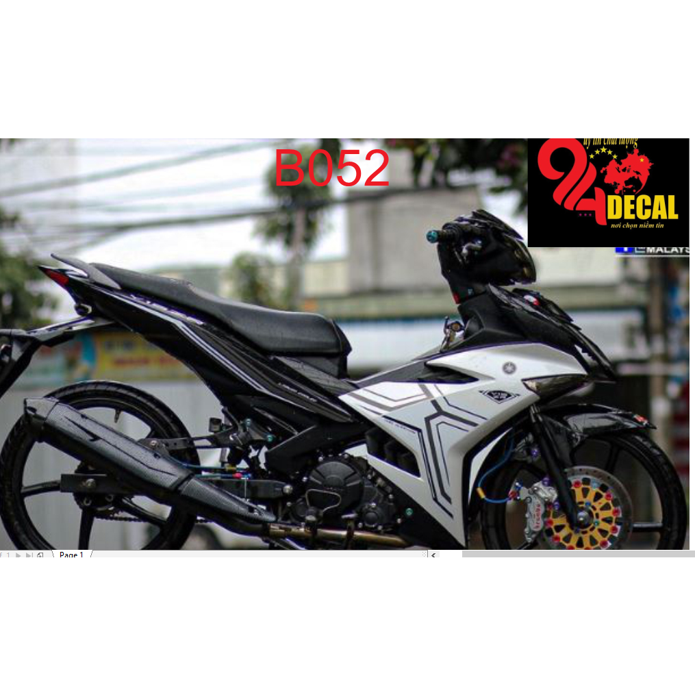tem rời exciter 150 mẫu y15zr cao cấp đa dạng màu sắc