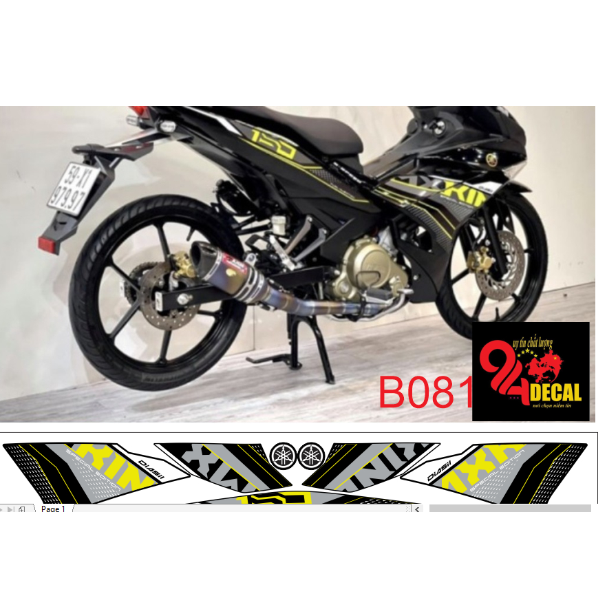 tem rời exciter 150 cao cấp đa dạng màu sắc