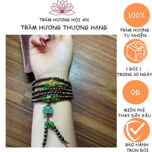 Vòng trầm sánh chìm 4li 216 hạt mix charm đá xanh ngọc-dịu dàng tinh tế may mắn và Bình an.