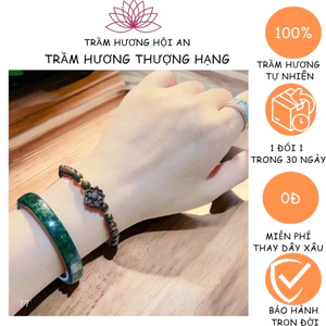 Vòng tay đơn trầm hương sánh chìm 6 ly mix charm hoa sen, dịu nhẹ tinh tế an yên may mắn-Trầm Hương Hội an.