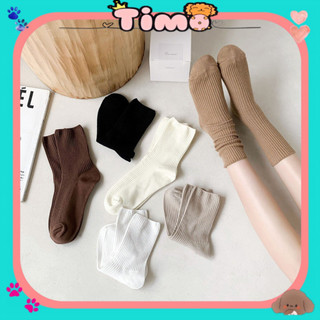 Tất Trơn Nữ Nam Cổ Cao Trắng Đen Màu Basic Thể Thao T01