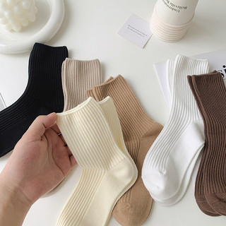 Tất Trơn Nữ Nam Cổ Cao Trắng Đen Màu Basic Thể Thao T01
