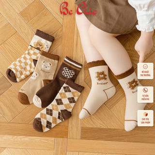 Tất cổ cao gấu nâu hoạ tiết dễ thương cho bé gái, bé trai- hàng loại 1 BC_CHIC LINGERI
