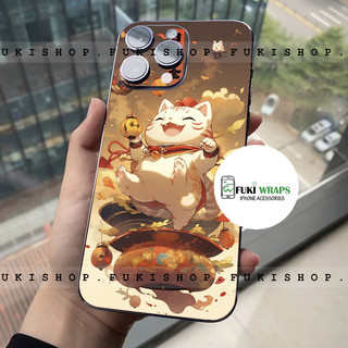 Tấm dán Skin Mặt Sau / Ốp Lưng Mèo Thần Tài MS20 FULL VIỀN 15 pro max 14 pro max 13 pro max 12 pro max - FukiShop