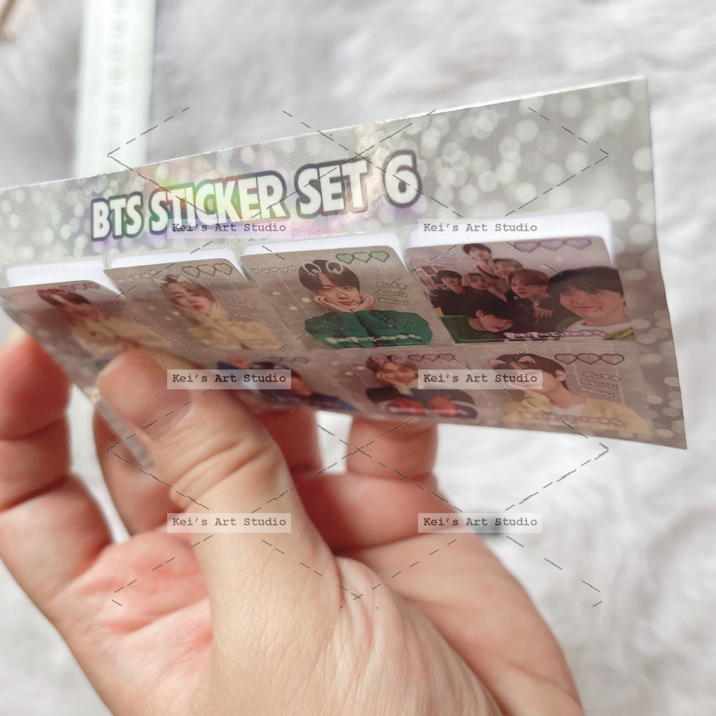 Sticker mini, tem niêm phong, hình dán BTS theo tấm mini 6x10cm cán hologram