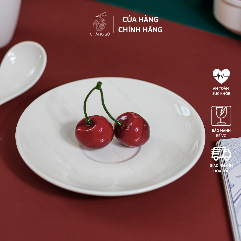Đĩa lót bát cơm sang trọng sứ Minh Châu DLC06 - Dĩa lót chén ăn cơm ...
