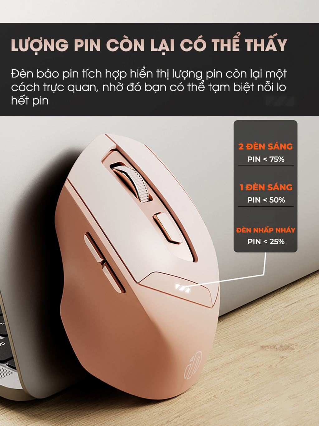 Chuột không dây bluetooth SIDOTECH INPHIC DR8 cute pin sạc silent tắt âm cho máy tính laptop có điều chỉnh DPI gaming - ảnh 5