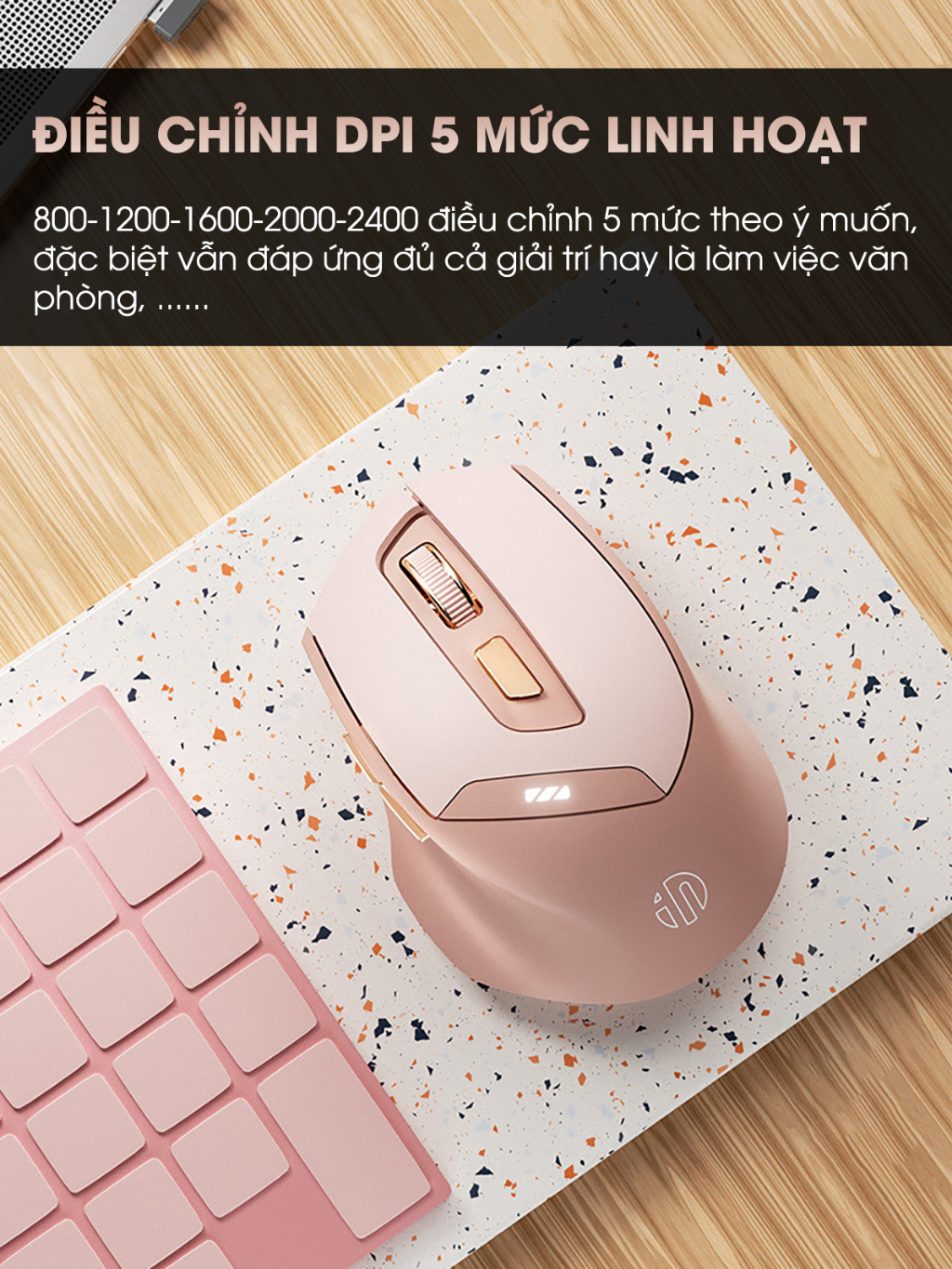 Chuột không dây bluetooth SIDOTECH INPHIC DR8 cute pin sạc silent tắt âm cho máy tính laptop có điều chỉnh DPI gaming - ảnh 7