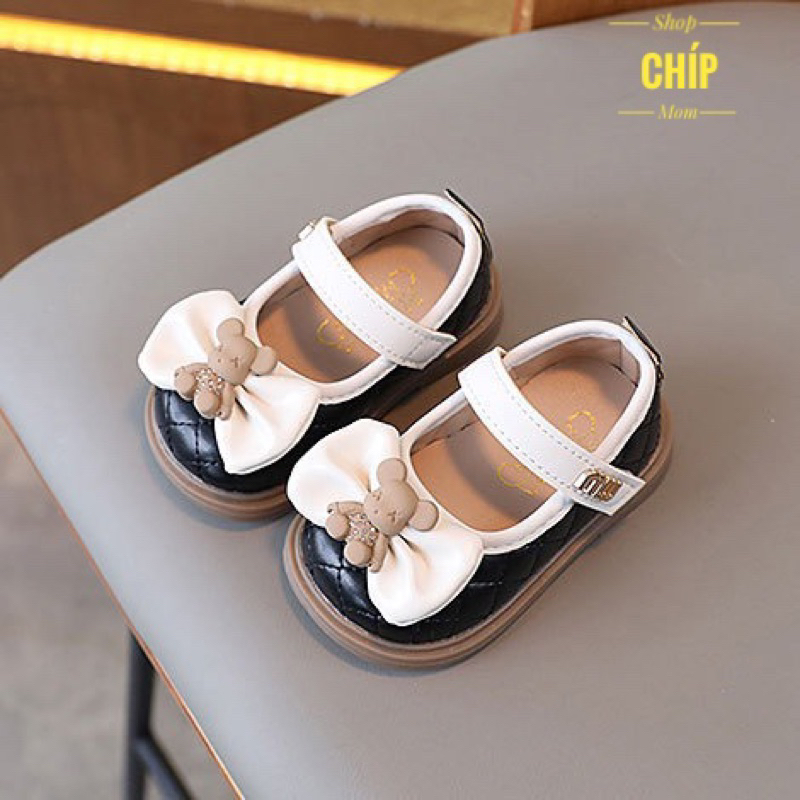 giày búp bê bé gái giày bệt cho bé nơ gấu xinh xắn da PU mềm êm chân cho bé từ 6m full box công chúa điệu êm chân C03
