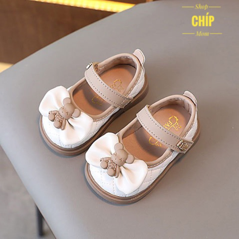 giày búp bê bé gái giày bệt cho bé nơ gấu xinh xắn da PU mềm êm chân cho bé từ 6m full box công chúa điệu êm chân C03