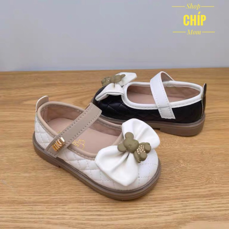 giày búp bê bé gái giày bệt cho bé nơ gấu xinh xắn da PU mềm êm chân cho bé từ 6m full box công chúa điệu êm chân C03